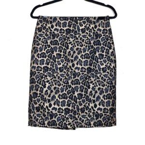 Ann Taylor Womens Leopard Animal Print Pencil Skirt Size 2